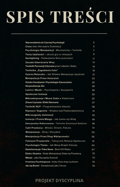 ZESTAW SZEŚCIU EBOOKÓW – CZARNA PSYCHOLOGIA + ZIMNY UMYSŁ + BRUDNA SPRZEDAŻ + TOKSYNA W ZWIĄZKU + MINDSET MILIARDERA + PRODUKTYWNOŚĆ NA MAXA - Projekt Dyscyplina